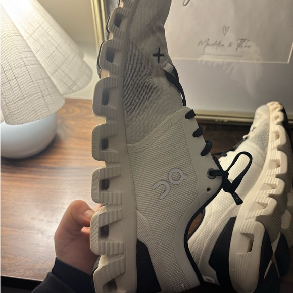 On Running Cream and Black Sneakers - Picture 4 of 7